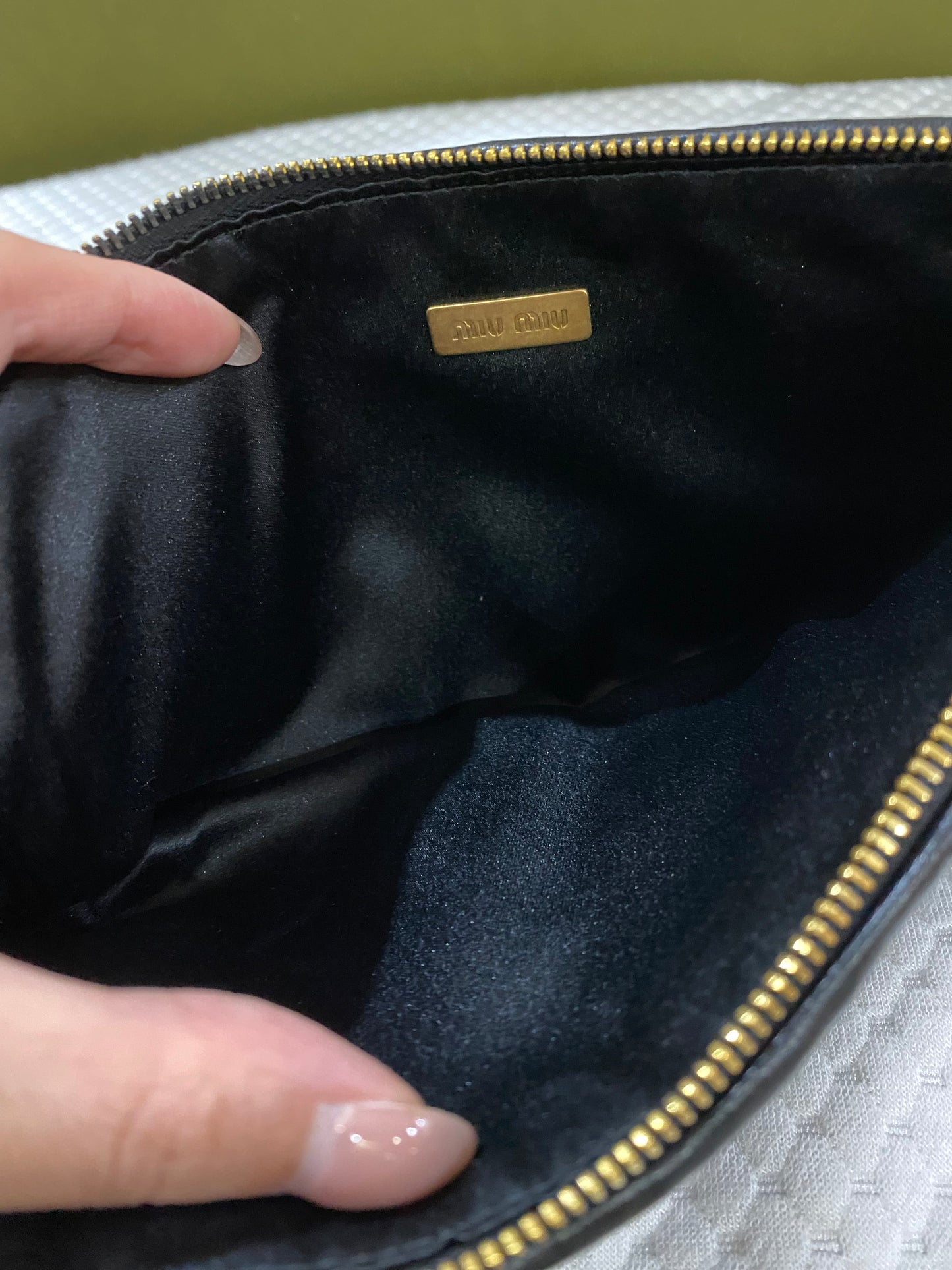 Miu Miu Leather Matelasse Clutch/ Pouch in Black
