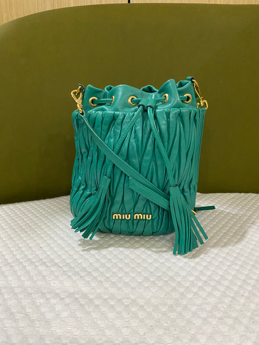 Miu Miu Matelasse Drawstring Mini Bucket Bag