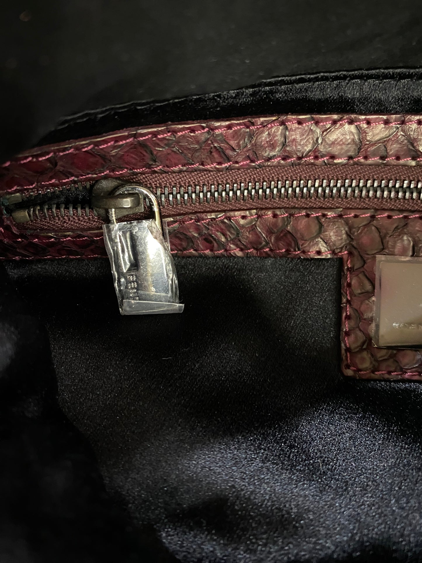 Fendi Vintage Beaded and Embroidery Suede Baguette Bag with Python