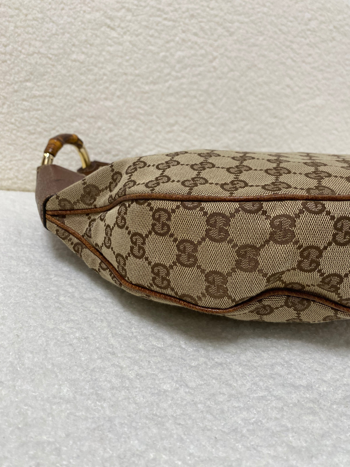 Gucci GG Canvas and Leather Medium Bamboo Ring Hobo