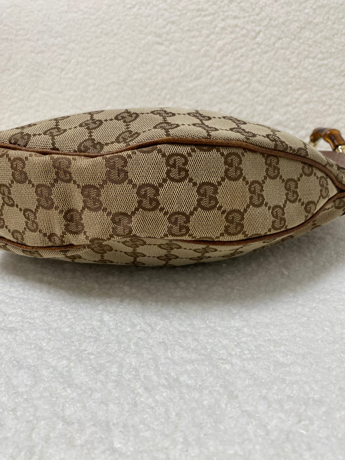 Gucci GG Canvas and Leather Medium Bamboo Ring Hobo