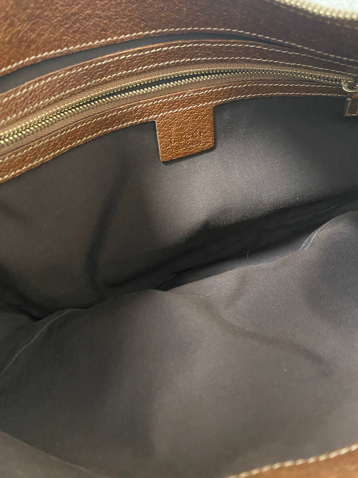 Gucci GG Canvas and Leather Medium Bamboo Ring Hobo