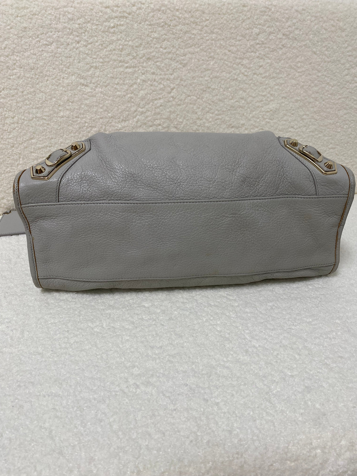 Balenciaga Chevre Gold Metallic Edge Hardware City in Gris Glace