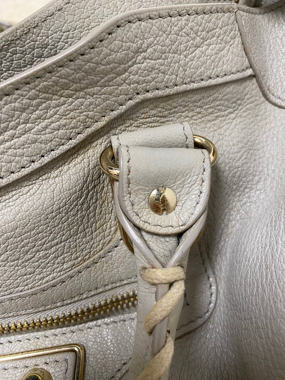 Balenciaga Chevre Gold Metallic Edge Hardware City in Gris Glace