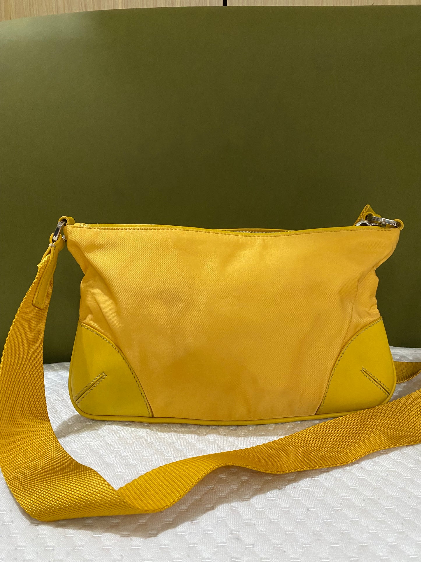 Prada Vintage Sport Yellow Tessuto Nylon Shoulder Bag