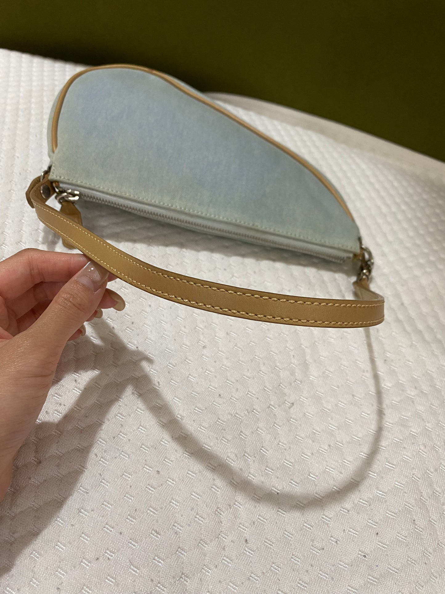 Dior mini light denim saddle