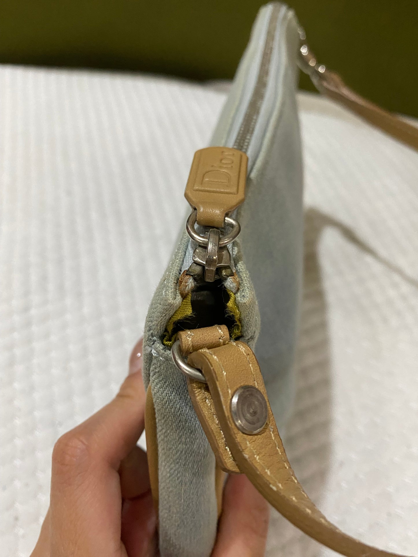 Dior mini light denim saddle
