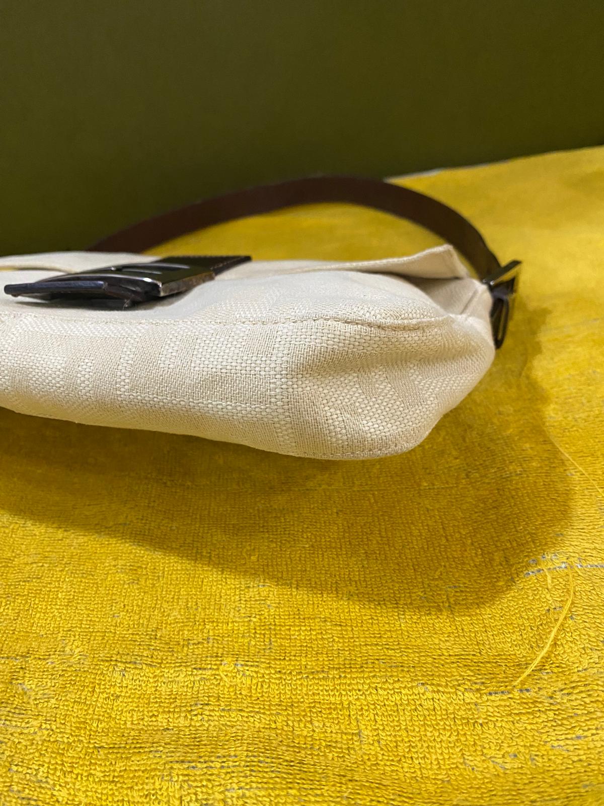 Fendi Vintage FF Monogra Zucca Baguette Bag in beige