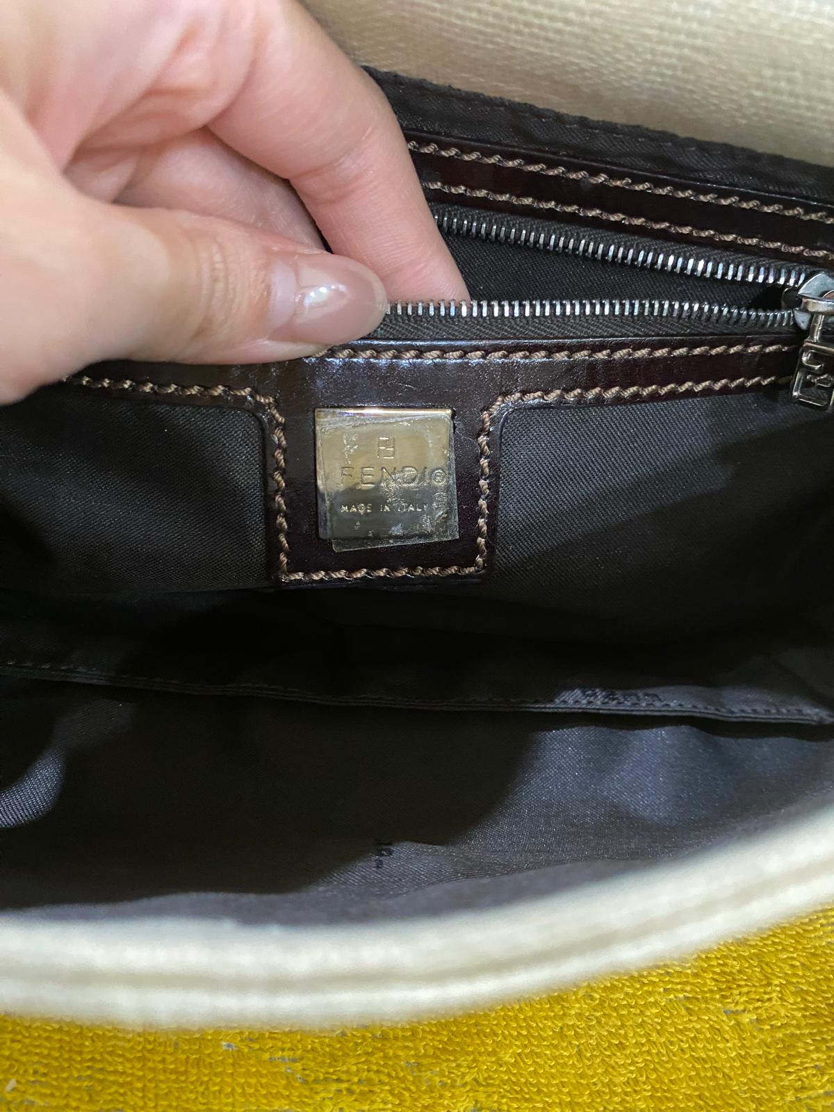 Fendi Vintage FF Monogra Zucca Baguette Bag in beige