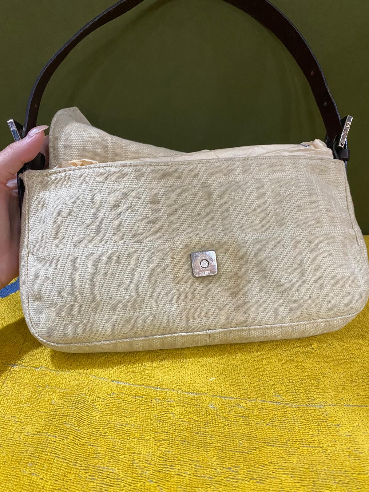 Fendi Vintage FF Monogra Zucca Baguette Bag in beige