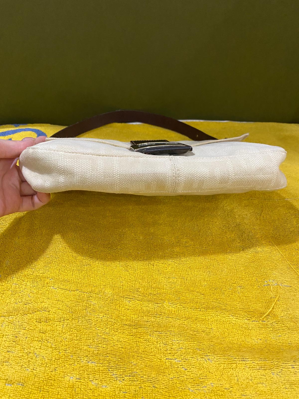 Fendi Vintage FF Monogra Zucca Baguette Bag in beige