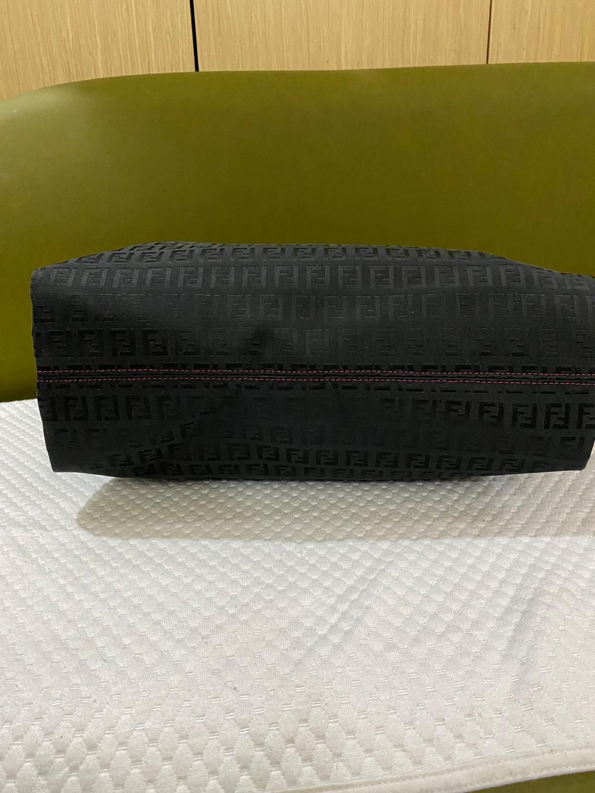 Fendi Black/Magenta Zucchino Canvas Grand Shopper Tote