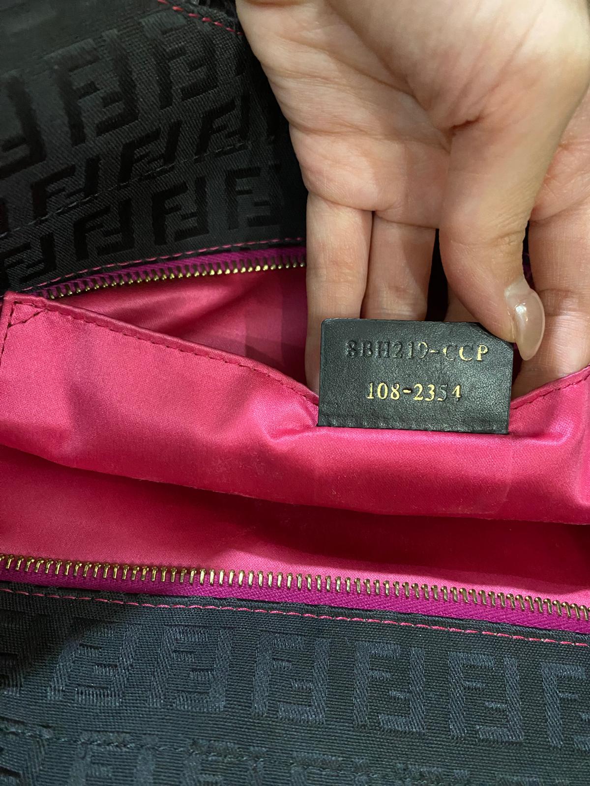 Fendi Black/Magenta Zucchino Canvas Grand Shopper Tote