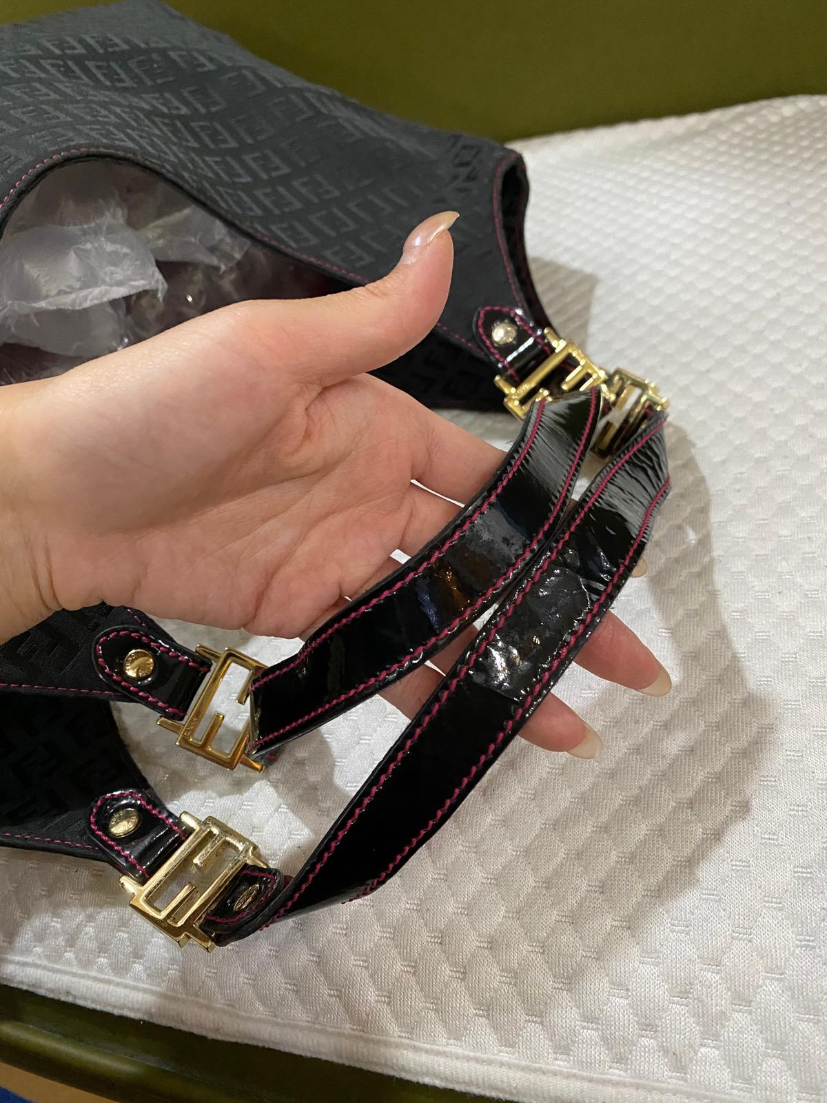 Fendi Black/Magenta Zucchino Canvas Grand Shopper Tote
