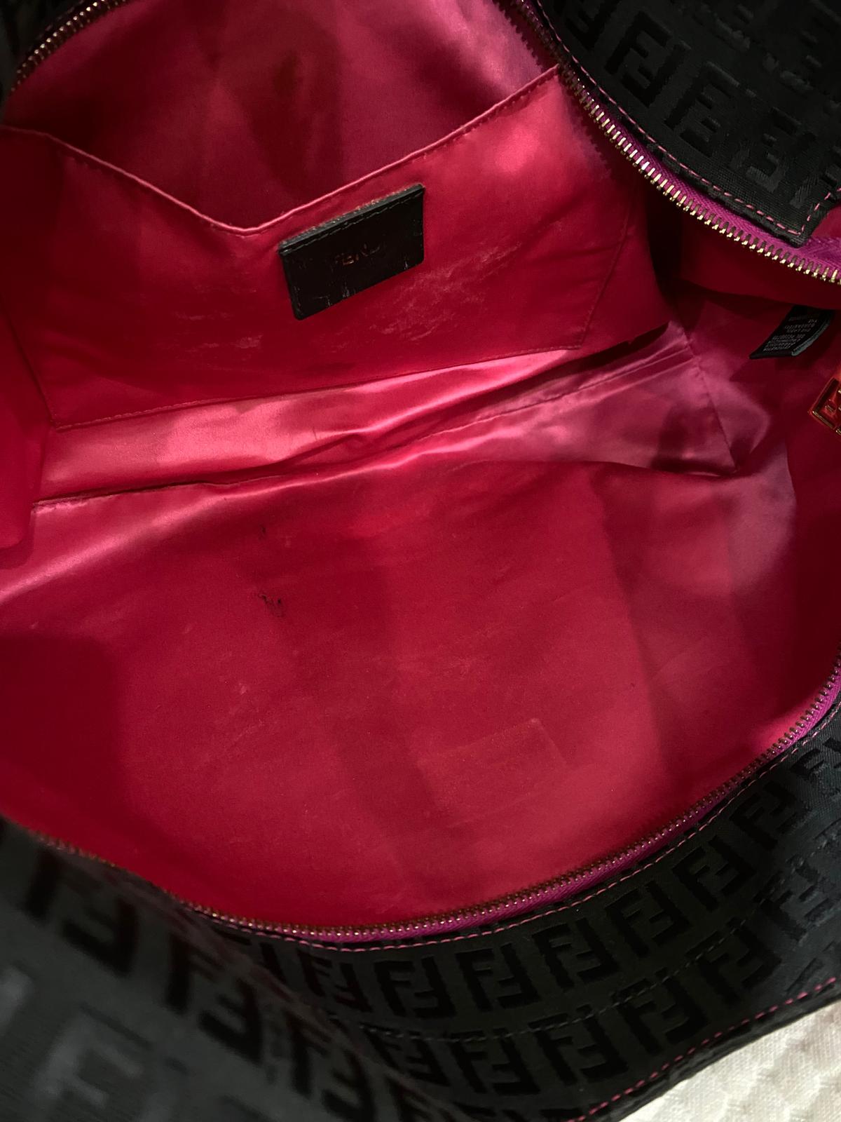 Fendi Black/Magenta Zucchino Canvas Grand Shopper Tote