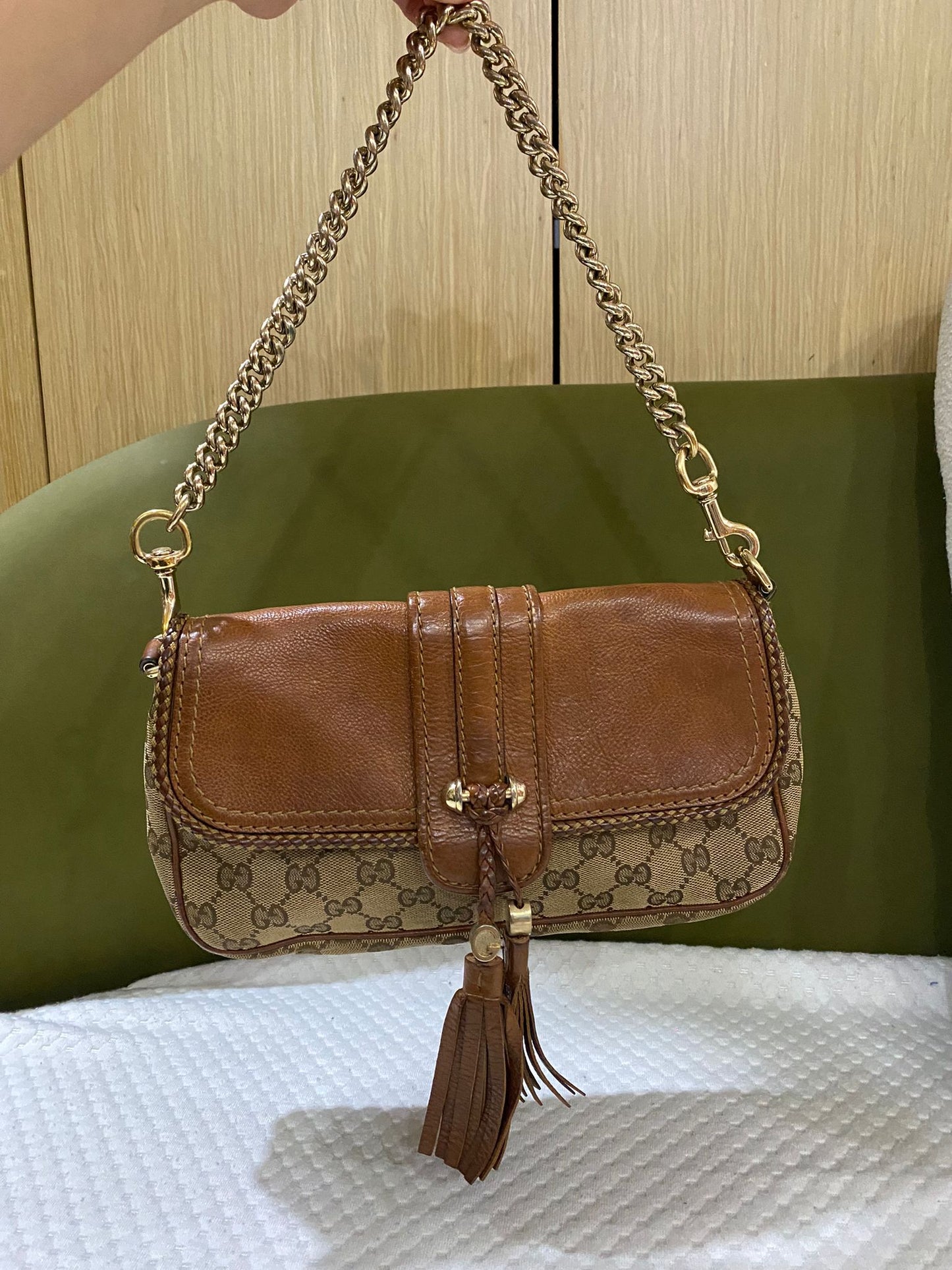 Gucci Marrakech convertible evening bag in leather and GG monogram canvas