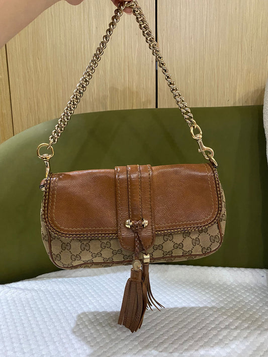 Gucci Marrakech convertible evening bag in leather and GG monogram canvas