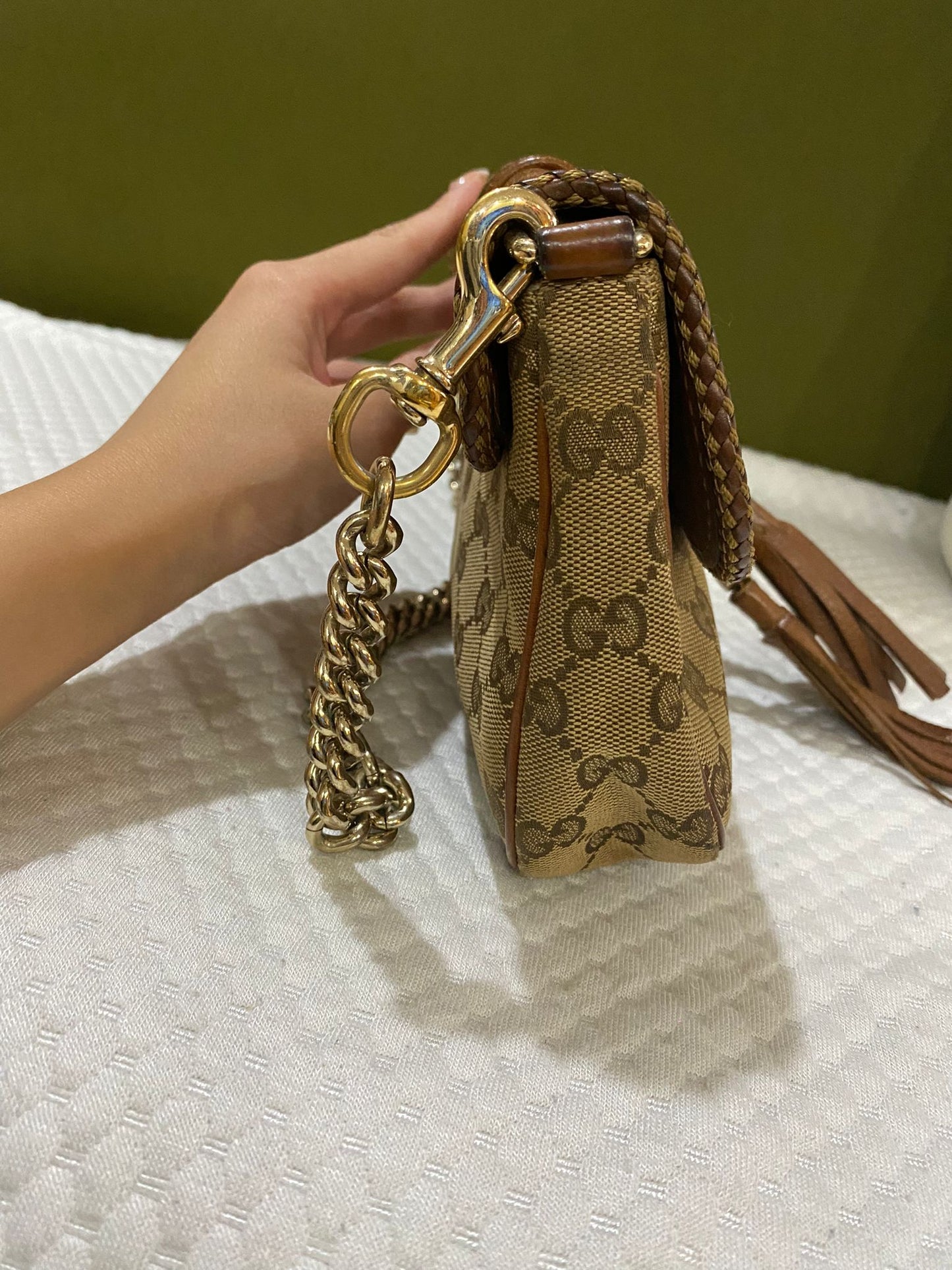 Gucci Marrakech convertible evening bag in leather and GG monogram canvas