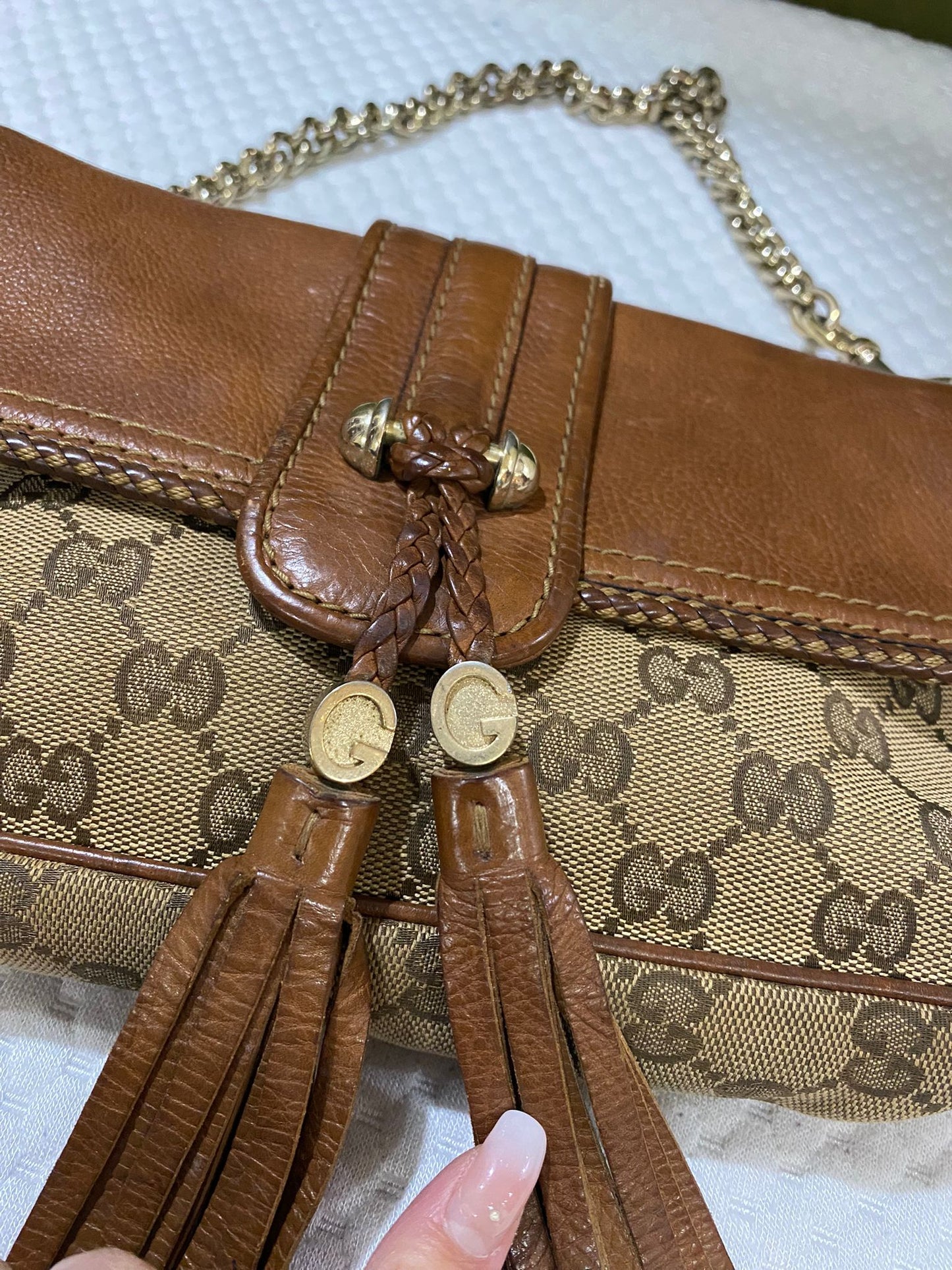 Gucci Marrakech convertible evening bag in leather and GG monogram canvas