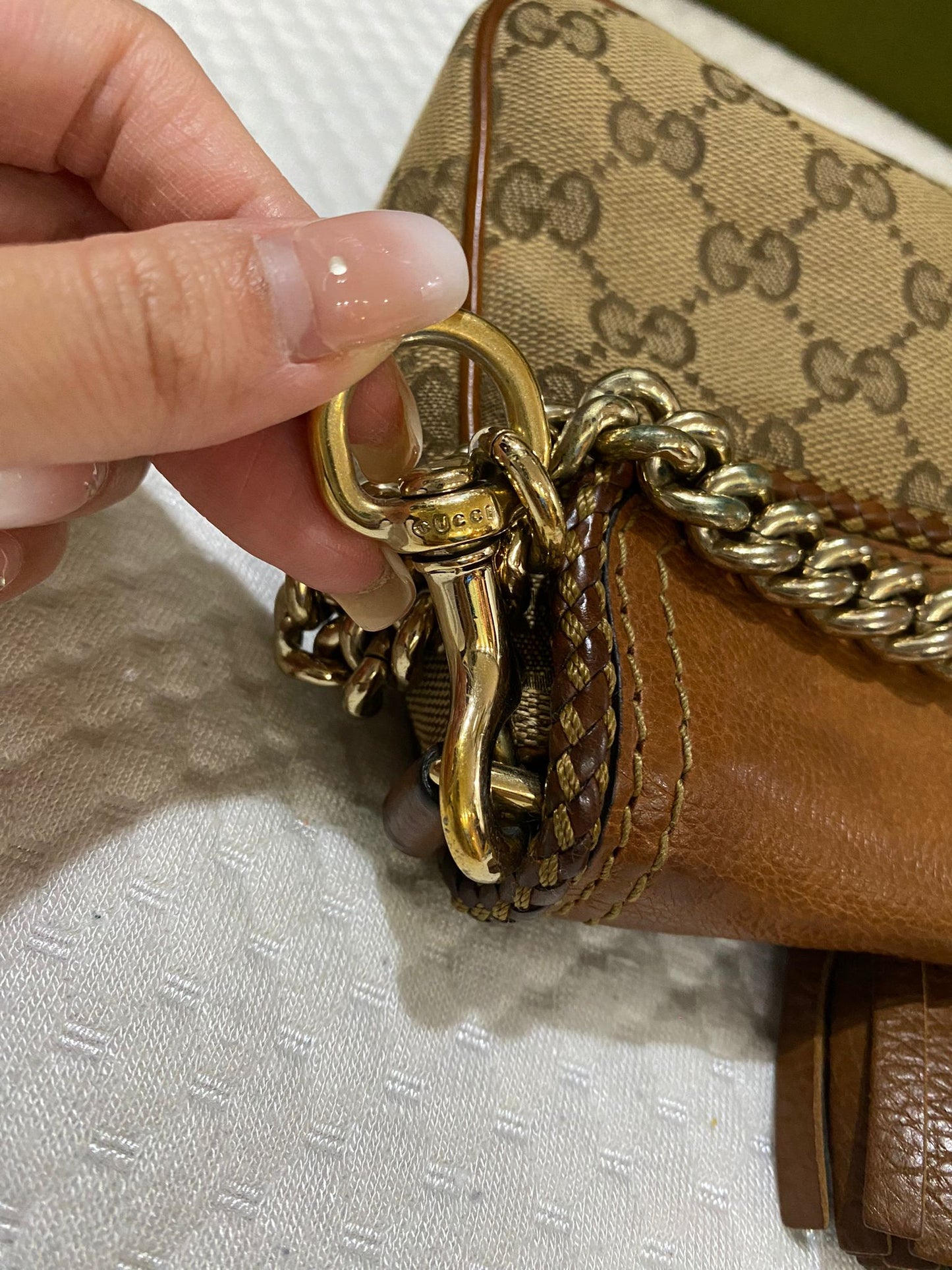 Gucci Marrakech convertible evening bag in leather and GG monogram canvas