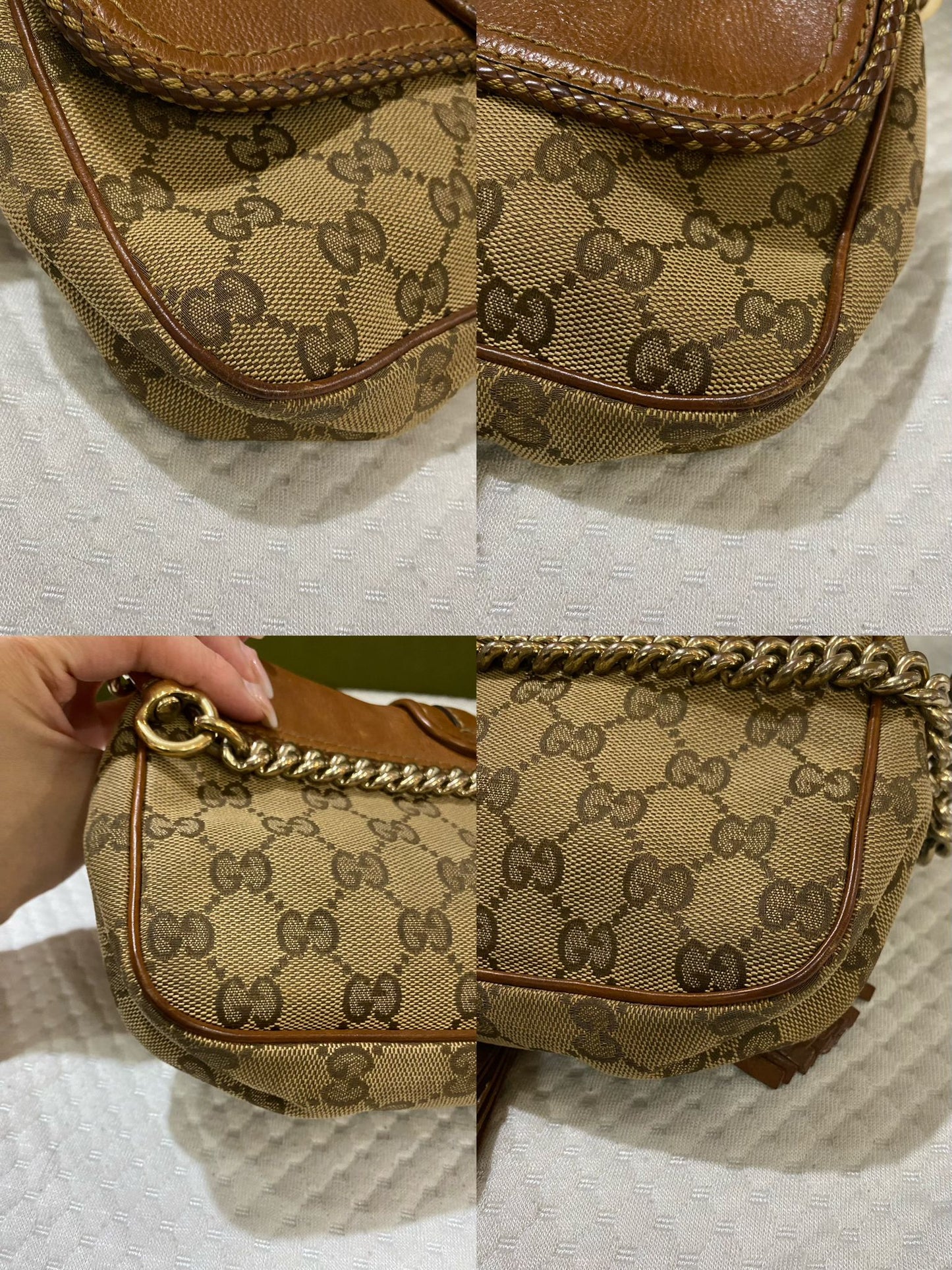 Gucci Marrakech convertible evening bag in leather and GG monogram canvas