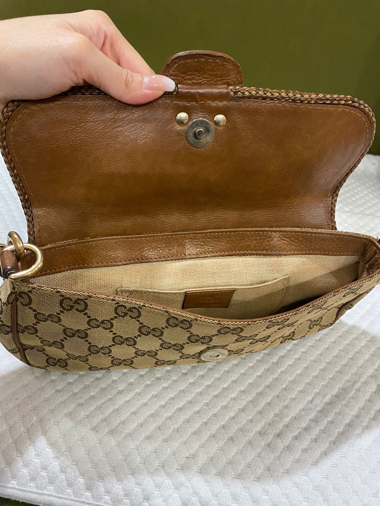 Gucci Marrakech convertible evening bag in leather and GG monogram canvas