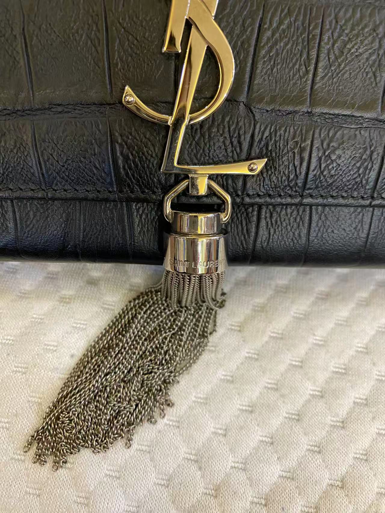Yves Saint Laurent Kate Clutch Bag Crocodile-embossed with Tassel