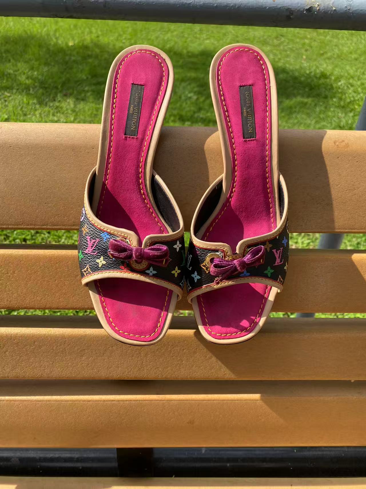 Louis Vuitton x Murakami Monogram Vintage Black Heels/ Mules