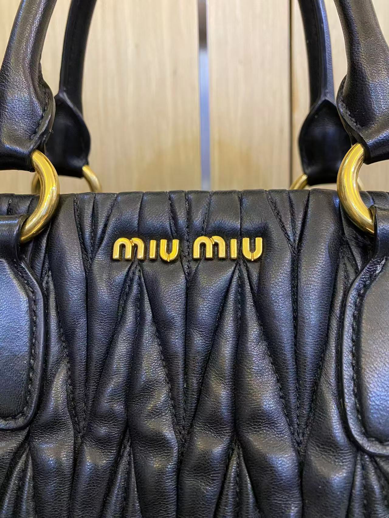 Miu Miu Matelasse Black Leather Handbag