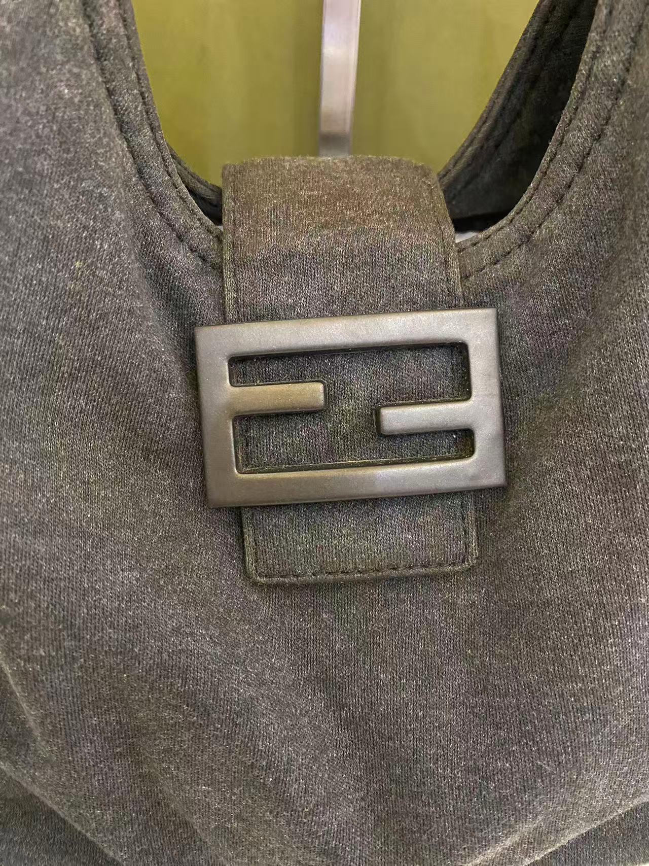 Fendi Dark Grey Cotton Baguette