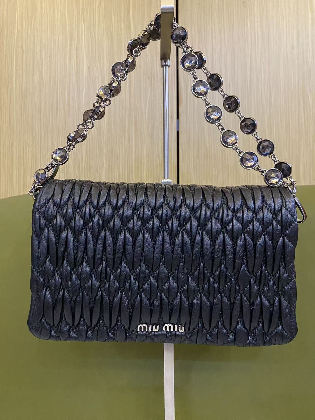Miu Miu Matelassé Crystal Bag in Black