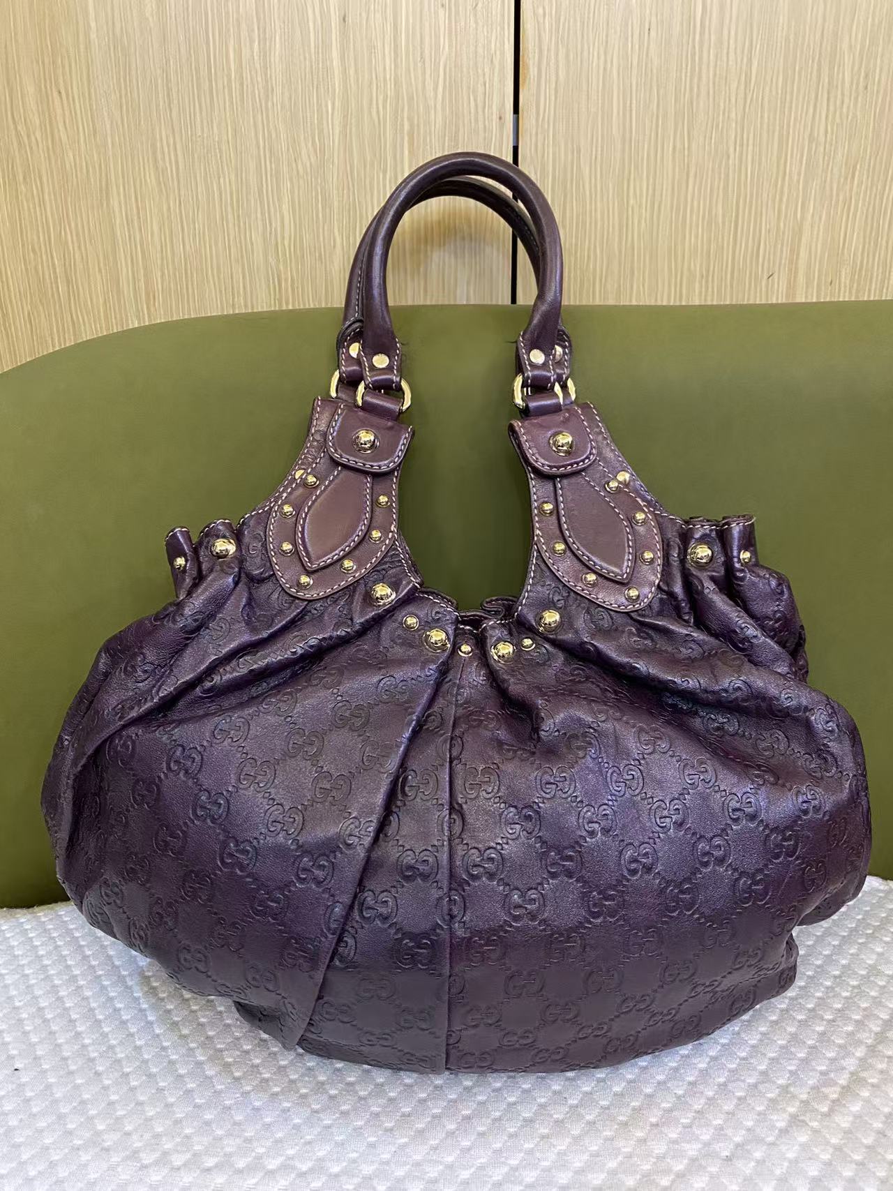 Gucci Purple Guccissima Monogram Leather Studded Tote Bag