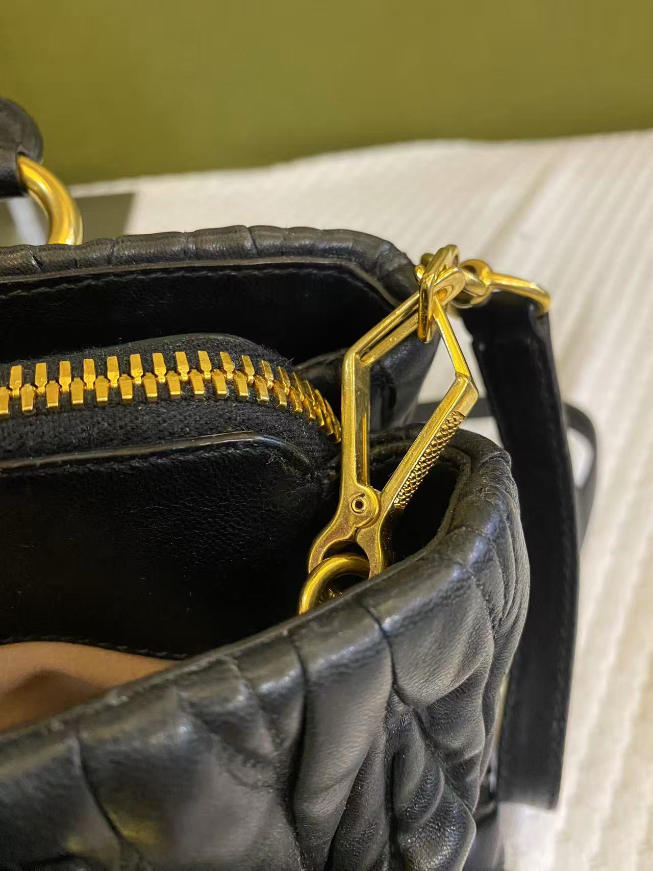 Miu Miu Matelasse Black Leather Handbag