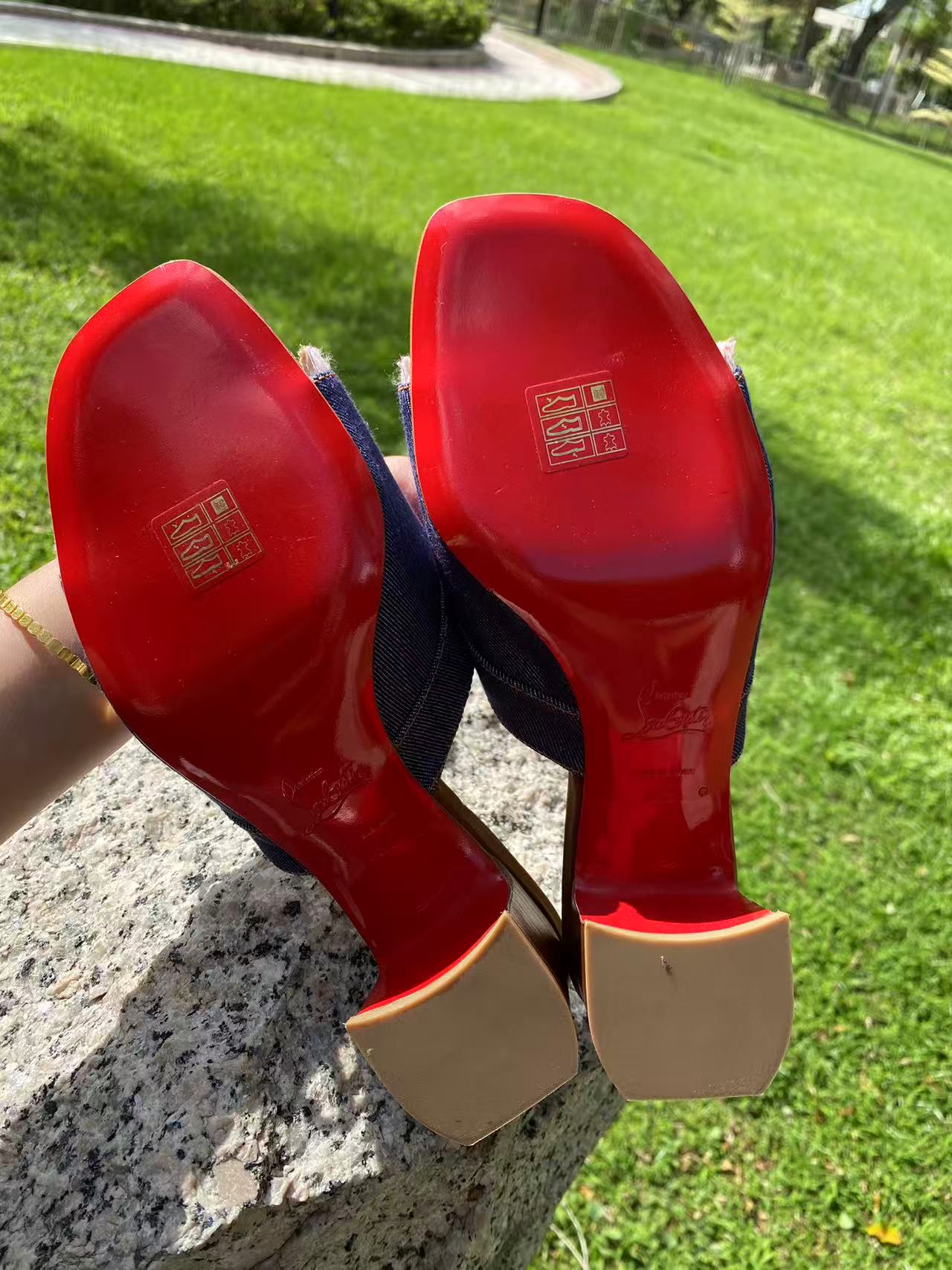 Christian Louboutin Dechiragogo 55 Denim Brown Leather