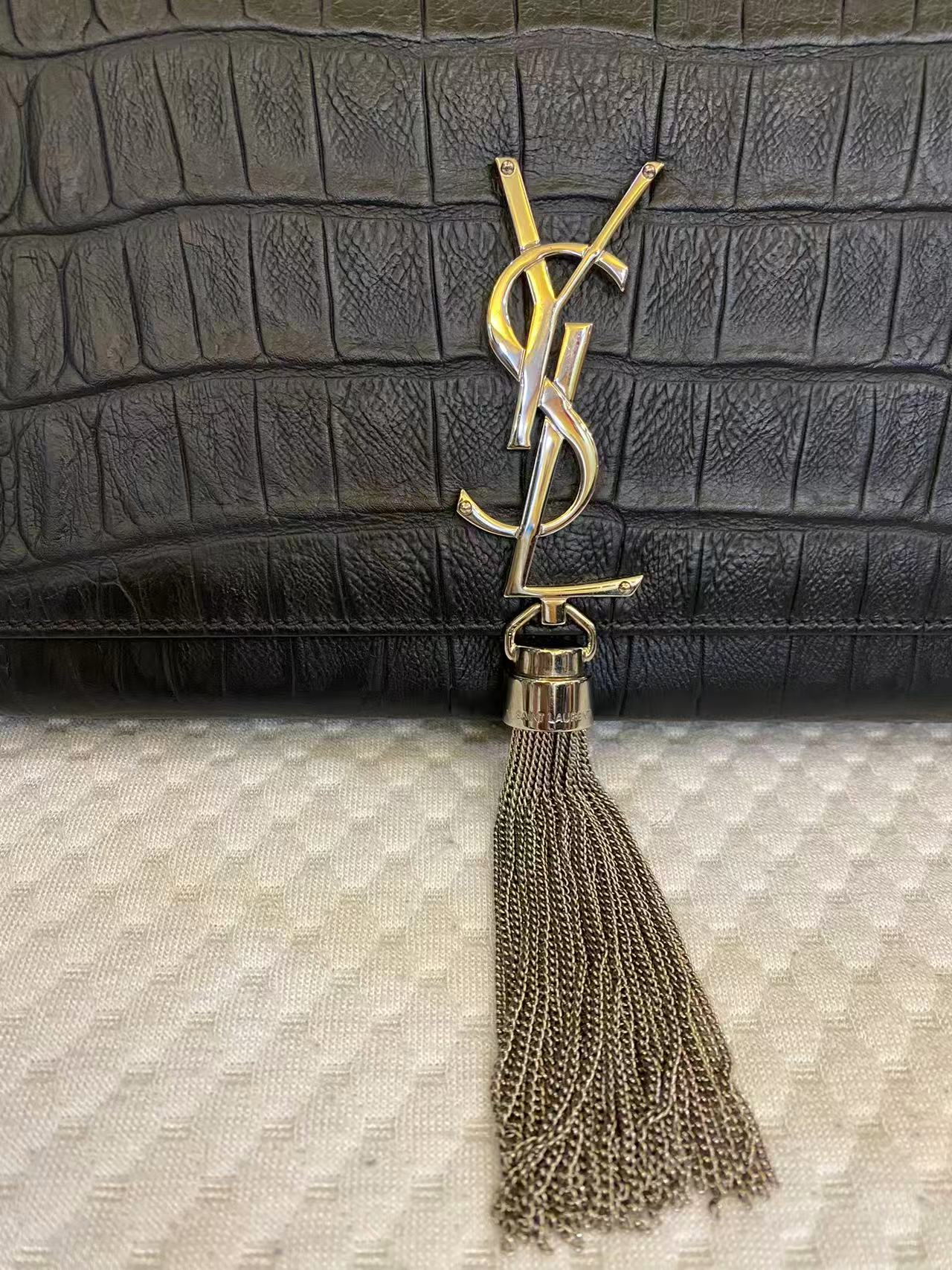 Yves Saint Laurent Kate Clutch Bag Crocodile-embossed with Tassel