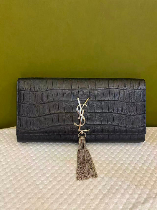 Yves Saint Laurent Kate Clutch Bag Crocodile-embossed with Tassel